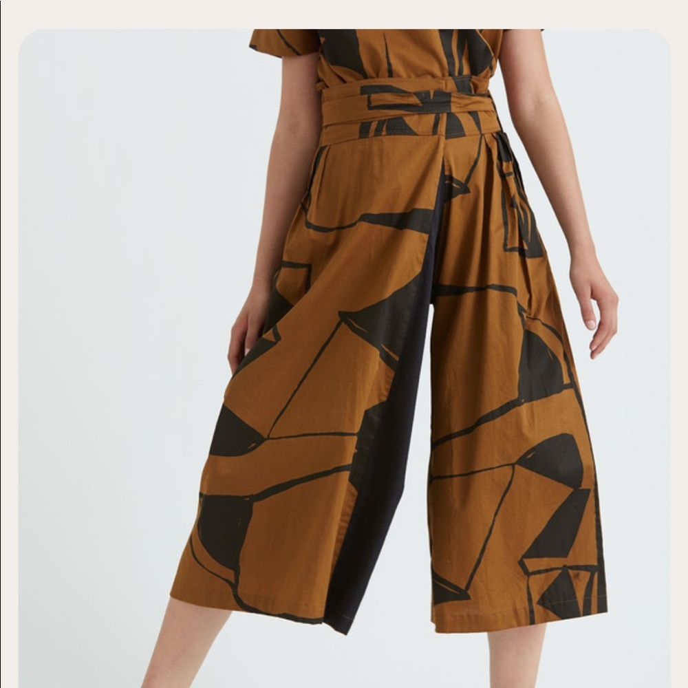 Black Crane Origami Culotte in Teak & Black womens size small